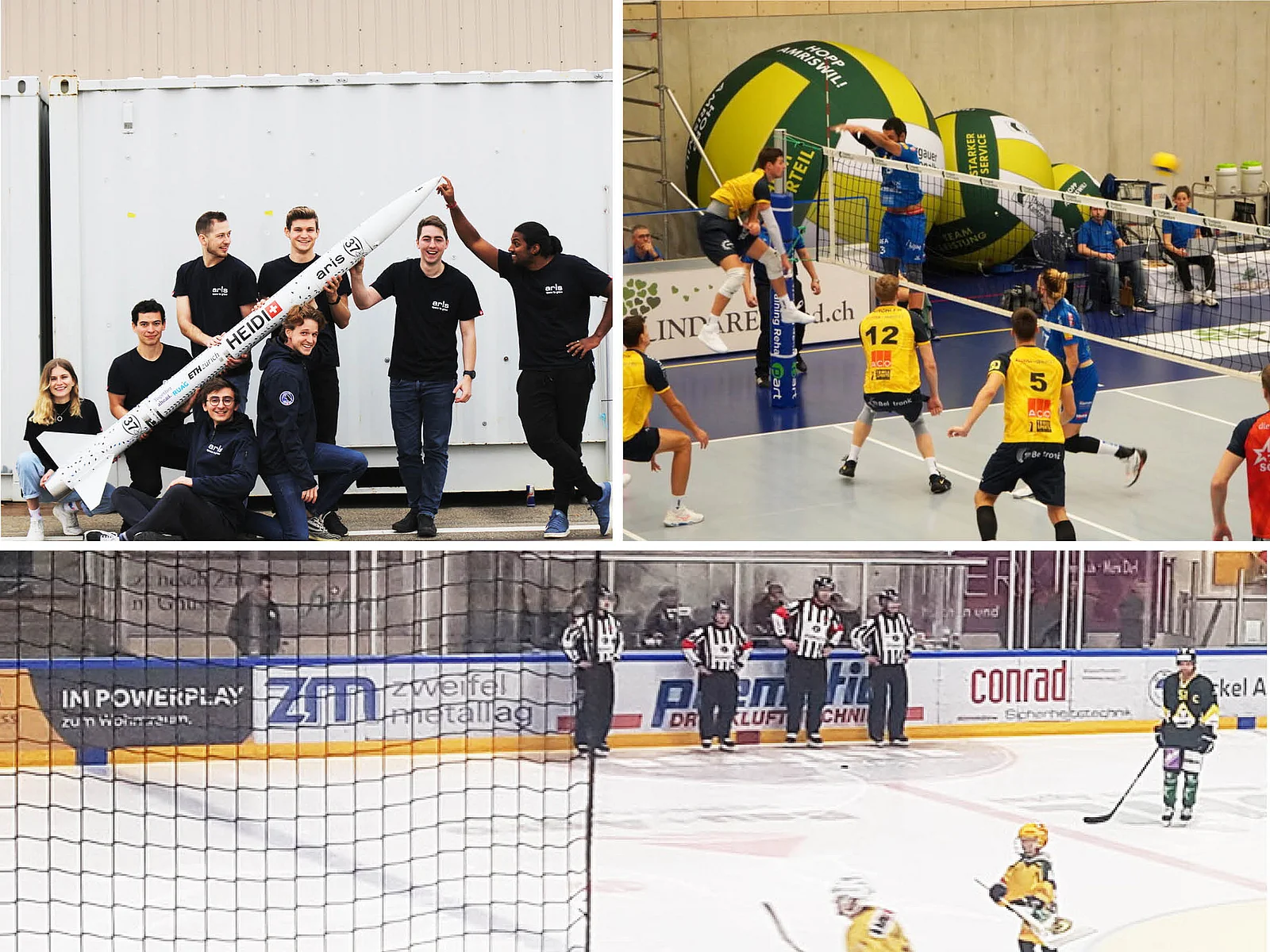 verschiedene Sponsoren Fotos Eishockey, Volleyball, ARIS